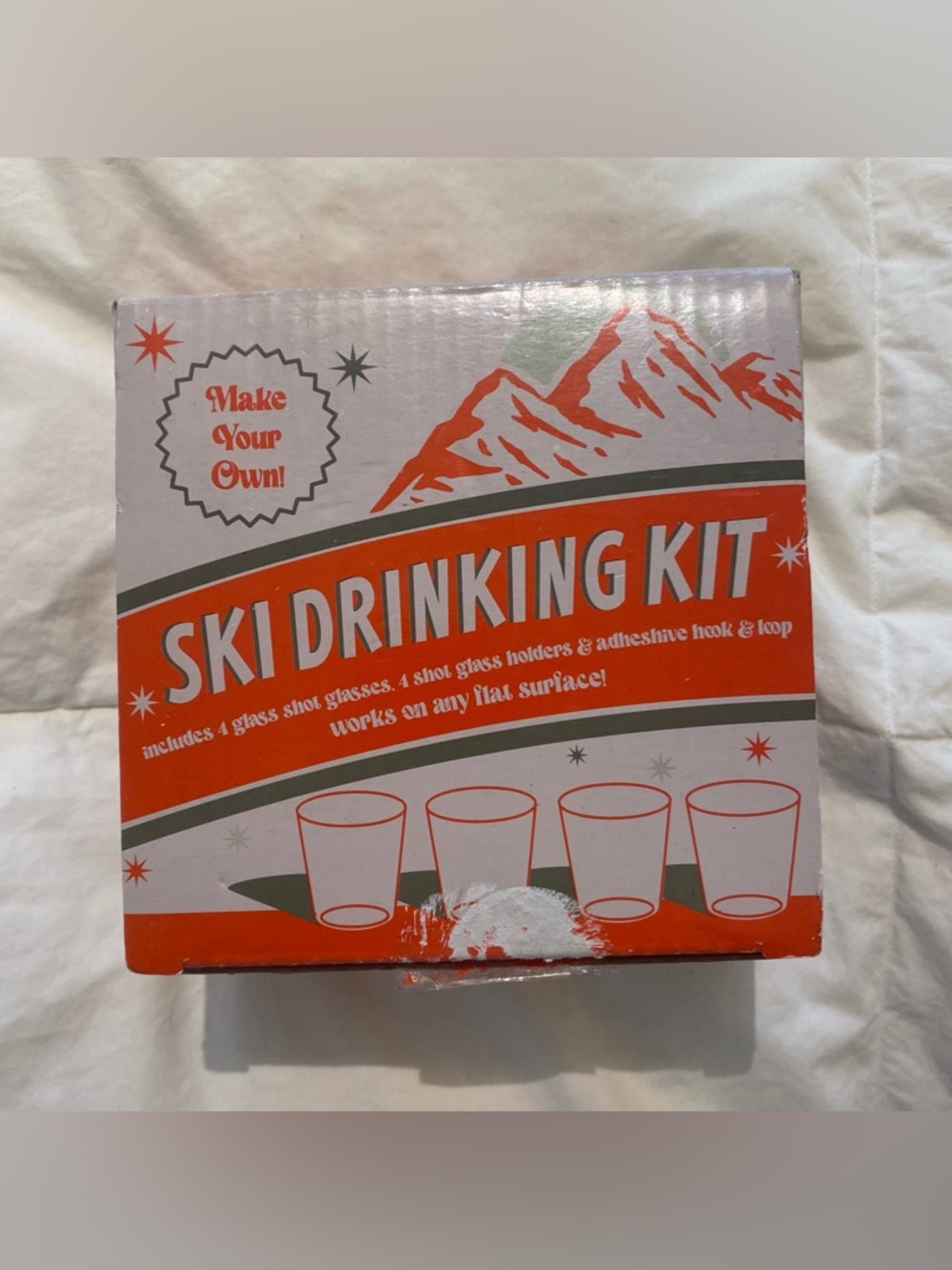 New Ski Drinking Kit Shot Glass Set w/ Holders Winter Party Fun